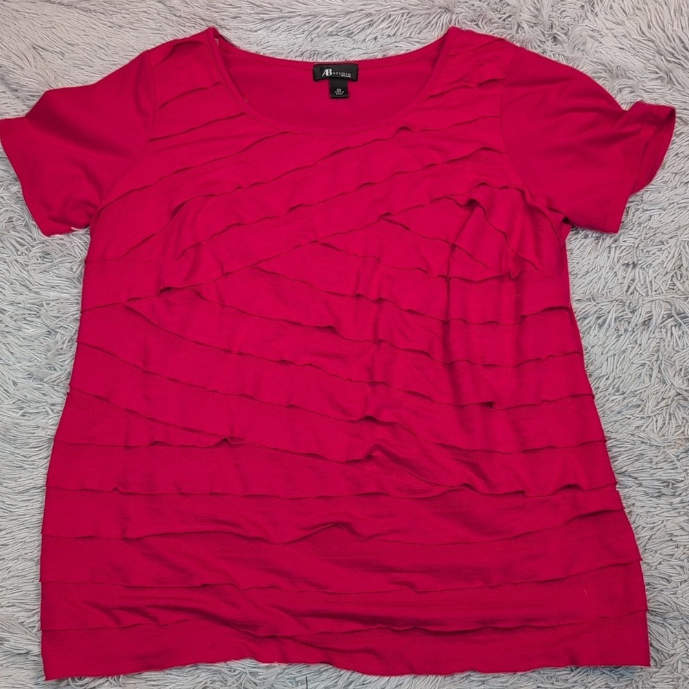 AB Studio Shirt Womens 0X Red Blouse Top Soft Comfort‎ Casual Lightweight